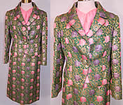 Vintage Christian Dior Floral Lame Lam&eacute; Suit Jacket Skirt & Pink Silk Blouse