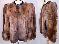 Vintage Muskrat Fur Black Satin Lined Broad Shoulder Winter Coat Jacket