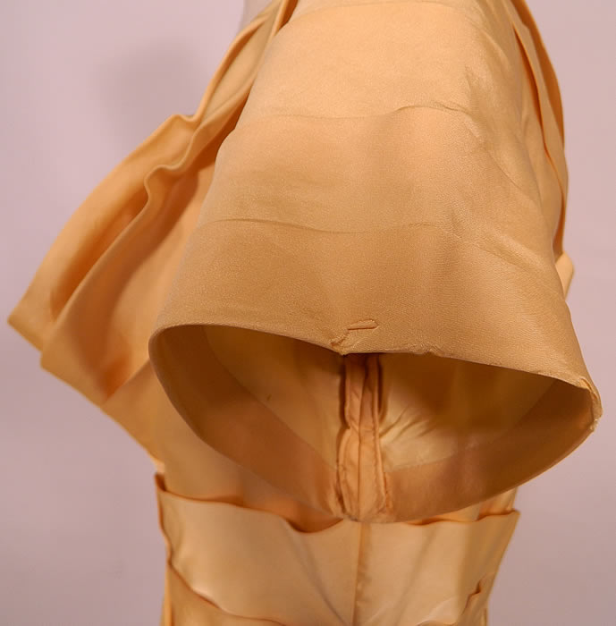 Vintage Ceil Chapman Couture Yellow Silk  Pleated Cocktail Sheath Dress. 