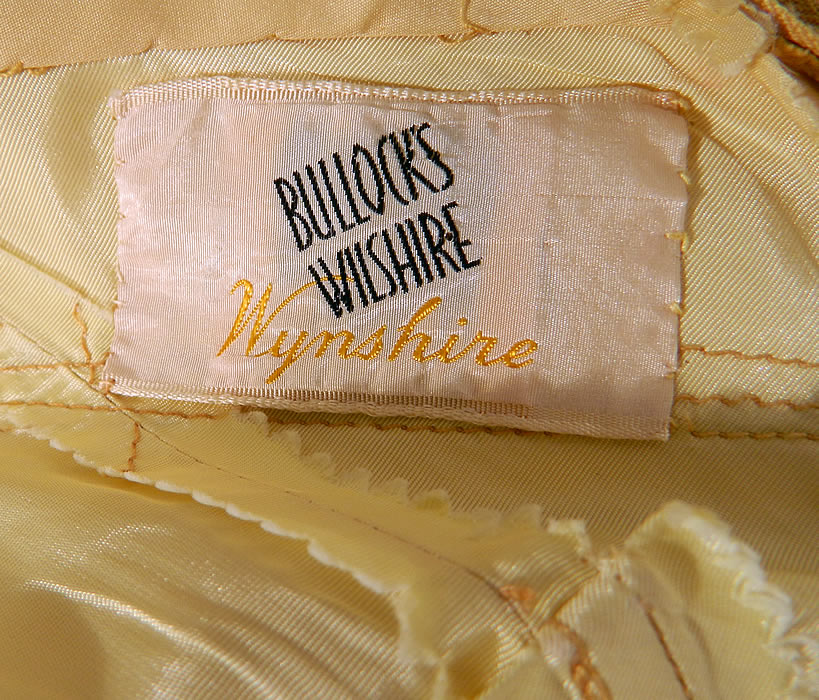 Vintage Ceil Chapman Couture Yellow Silk  Pleated Cocktail Sheath Dress. 