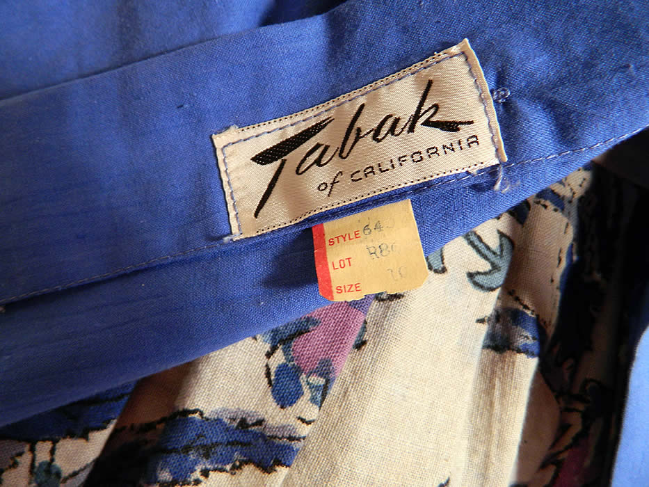 Vintage Tabak of California Sanganer India Hand Block Print Cotton Circle Skirt Dress. The skirt measures 29 inches long, with a 25 inch waist. The original "Tabak of California" and size 10 tag is sewn inside. 