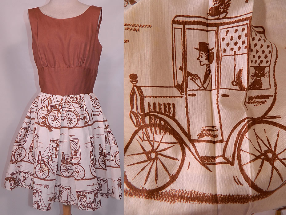 Vintage Joe Barry Model T Car Cat Novelty Print Linen Summer Sun Dress
This vintage Joe Barry Model T car, cat novelty print linen summer sun dress dates from the 1960s.
