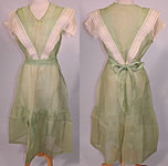 Vintage Mint Green Cotton Organdy Belted Dress & Chemise Teddy Slip
