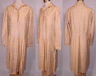 Vintage  Cream Silk Chain Stitch Embroidered Ethnic India Boho Dress
