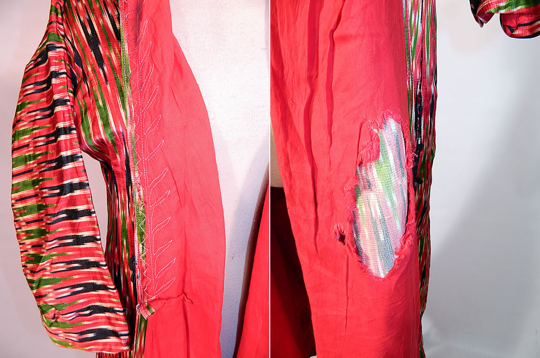 Vintage Ethnic Afghanistan Pakistani India Boho Kurti Kurta Kaftan Tunic Dress Coat. It is in good condition, with only a frayed hole on the inside front lining (see close-up). This is truly a wonderful piece of boho style wearable art.