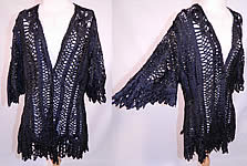 Edwardian Black Silk Battenburg Tape Lace Pagoda Sleeve Coat Jacket