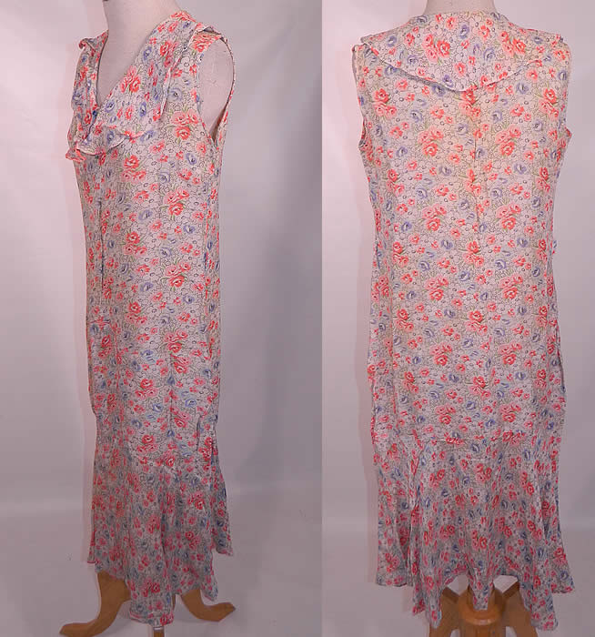 Vintage Lady Letty Distinctive Frocks Floral Print Cotton Day Dress Shift. The dress measures 43 inches long, with 34 inch hips, a 34 inch waist and 34 inch bust. It is in good condition, but has not been cleaned and has some faint yellowing discoloration on the back top. This is a wonderful piece of wearable art!