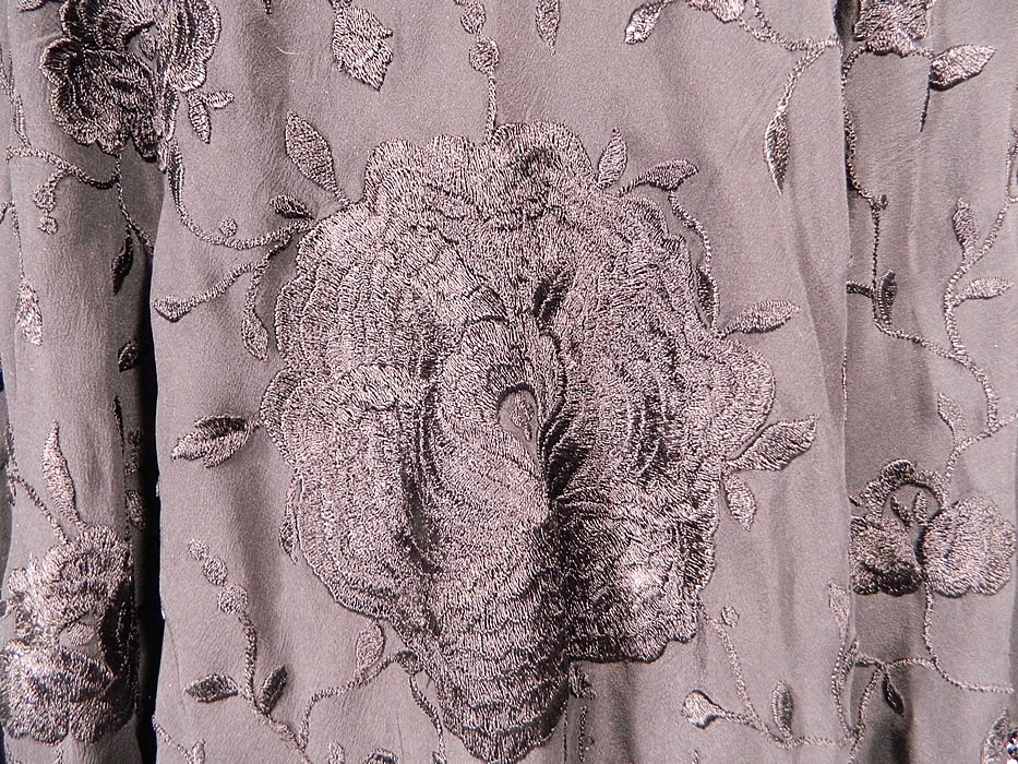 Antique Black Silk Floral Roses Embroidered Canton Piano Shawl
The shawls fabric square measures 45 by 45 inches. It is in good condition. This is truly a wonderful piece of wearable textile art! 