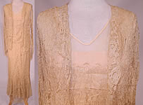 Vintage Cream Silk Lace Lined Long Bias Cut Dress & Jacket