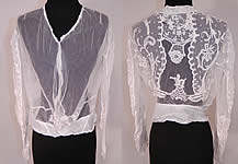 Vintage Edwardian White Net Princess Tape Lace Applique Embroidered Blouse
