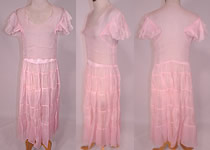 Vintage Pink Pastel Pink Organdy White Embroidered Star Applique Party Dress