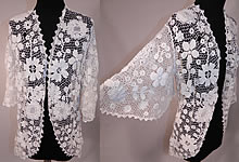 intage Edwardian Antique White Irish Crochet Tape Lace Tail Coat Jacket Bell Sleeve