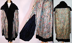 Vintage Art Deco Colorful Gold Lam&eacute; Black Velvet Cocoon Opera Coat

