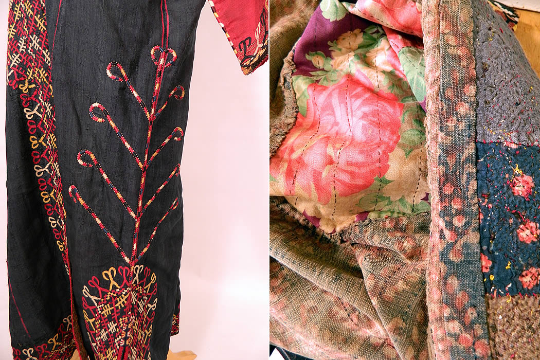 Antique Turkmenistan Indigo Dyed Embroidered Turkmen Chyrpy Coat Tribal Robe
The coat measures 51 inches long, with 46 inch hips, a 46 inch waist and 46 inch chest. It is in good condition, but has not been cleaned.