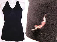 Vintage Jantzen Women's Black Wool Knit Onepiece Swimsuit Size 38
