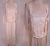 Edwardian Cream Silk Spider Cob Web Soutache Embroidered Gown Dress