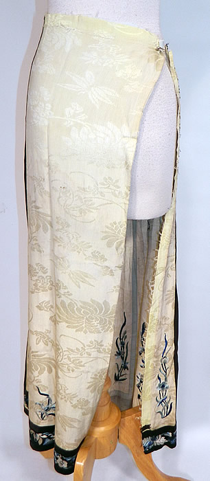 Antique Chinese Cream Yellow Silk Blue Embroidered Butterfly Han Wedding Skirt
These skirt fabric remnants are in good condition, great for design and could be restored or remade into something new. This is a wonderful piece of antique Chinese textile art! 