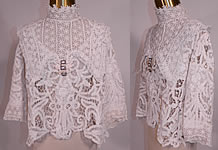 Edwardian White Battenburg Tape Lace Embroidered Applique Blouse Shirt Top