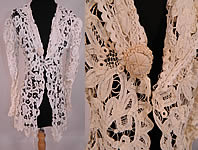Vintage Edwardian Antique Cream Battenburg Crochet Tape Lace Tail Coat Jacket
