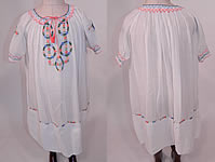 Vintage Childs White Cotton Colorful Embroidered Smocking Hungarian Peasant Dress