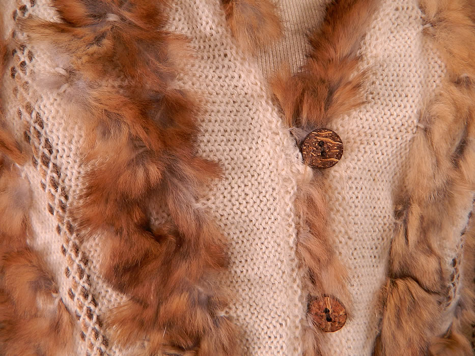 Vintage Christian Dior Boutique Paris Designer Fur Knit Cardigan