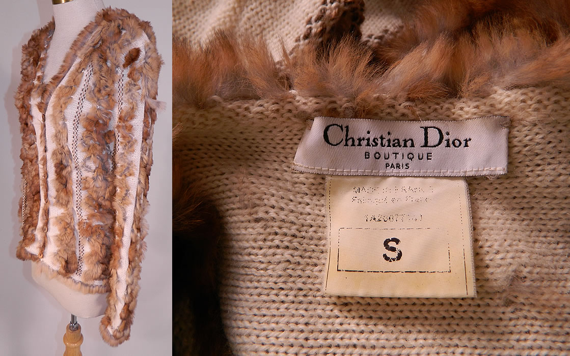 Vintage Christian Dior Boutique Paris Designer Fur Knit Cardigan Sweater Jacket
The sweater measures 23 inches long, with a 28 inch waist, 34 inch bust and 24 inch long sleeves. It is in good condition. This is truly a wonderful piece of quality made designer wearable art! 