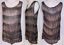 Vintage Art Deco Black & Gold Lame Silk Stripe Flapper Tunic Top Dress Lam&eacute;
