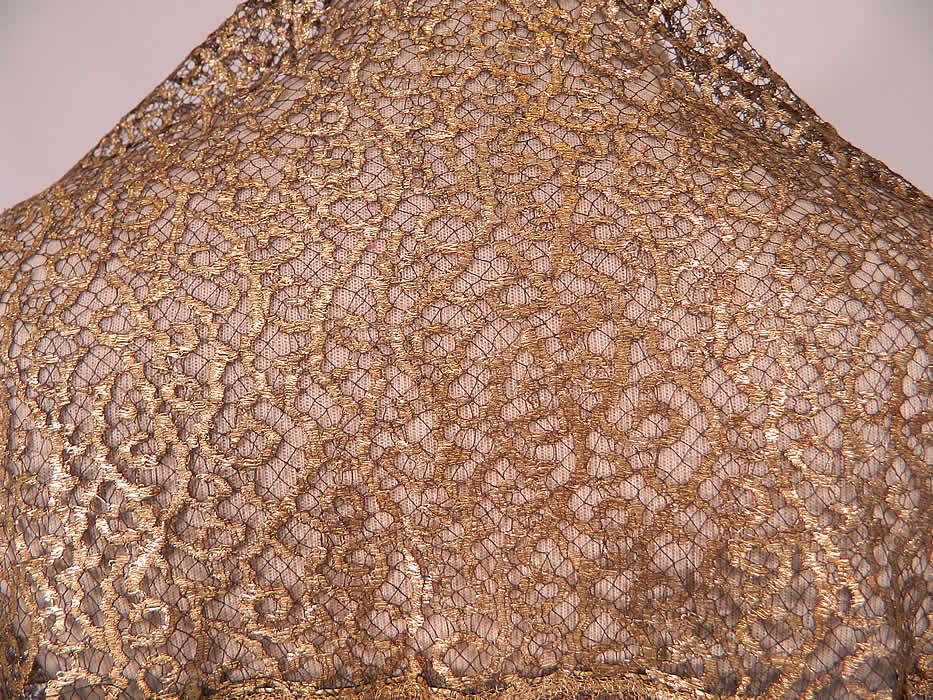 Vintage Sheer Black Mesh Net Copper Gold Lam&eacute; Lame Lace Art Deco Flapper Shawl
The squared shawl measures 52 by 52 inches. 