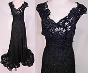 Nan Merriman Opera Singer Vintage Black Lace Silver Glitter Soutache Evening Gown