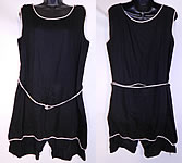 Vintage Black & White Cotton Belted Bathing Suit Swimsuit Dress & Bloomers