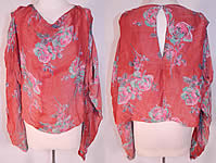 Vintage Crimson Red Gold Lam&eacute; Lame Pink Floral Roses Print Blouse Shirt Top
