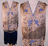 Vintage Antoinette Hagen Label Gold Lam&eacute; Lame Blue Bird Beaded Belted Velvet Dress
