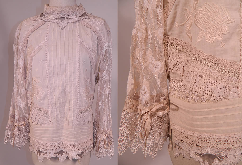 Vintage Whistles London Cream Lace Cotton Embroidered Applique Trim Blouse Shirt
This vintage Whistles London cream lace cotton embroidered appliqué trim blouse shirt dates from 1990. It is made of an off white ecru cream color cotton fabric, with pleated pin tucks, floral embroidery work and lace appliqué trim.