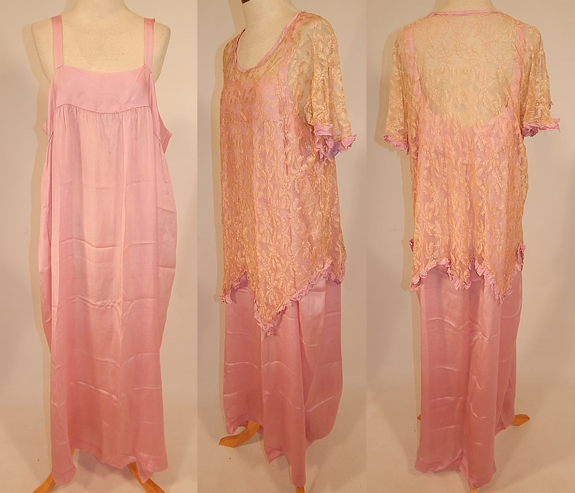 Vintage Lavender Lilac Silk Chemise Slip Dress Ecru Lace Tunic Top Blouse
This pretty pastel purple two piece dress has a straight loose fitting chemise slip style dress, with shoulder straps and a long tea length skirt.