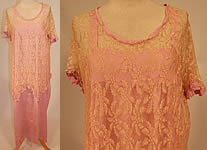 Vintage Lavender Lilac Silk Chemise Slip Dress Ecru Lace Tunic Top Blouse
