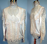 Vintage Victorian Style Ecru Cream Cotton Irish Crochet Filet Lace Applique Trim Blouse
