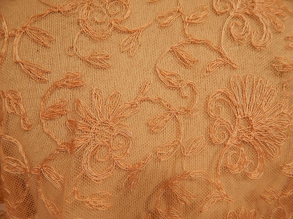 Vintage I. Magnin & Co Pink Tambour Embroidery Net Lace Peignoir Robe Dressing Gown
The robe measures 62 inches long, with 32 inch hips, a 24 inch waist, 32 inch bust and 12 inch back. It is in excellent condition. This is truly a wonderful piece of fine quality romantic wearable lingerie art!