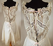 Edwardian Windowpane White Cotton Batiste Lace Teddy Camiknickers Camisole Bloomers
 