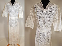 Victorian White Cotton Batiste Broderie Anglaise Eyelet Embroidery Cutwork Lace Dress
