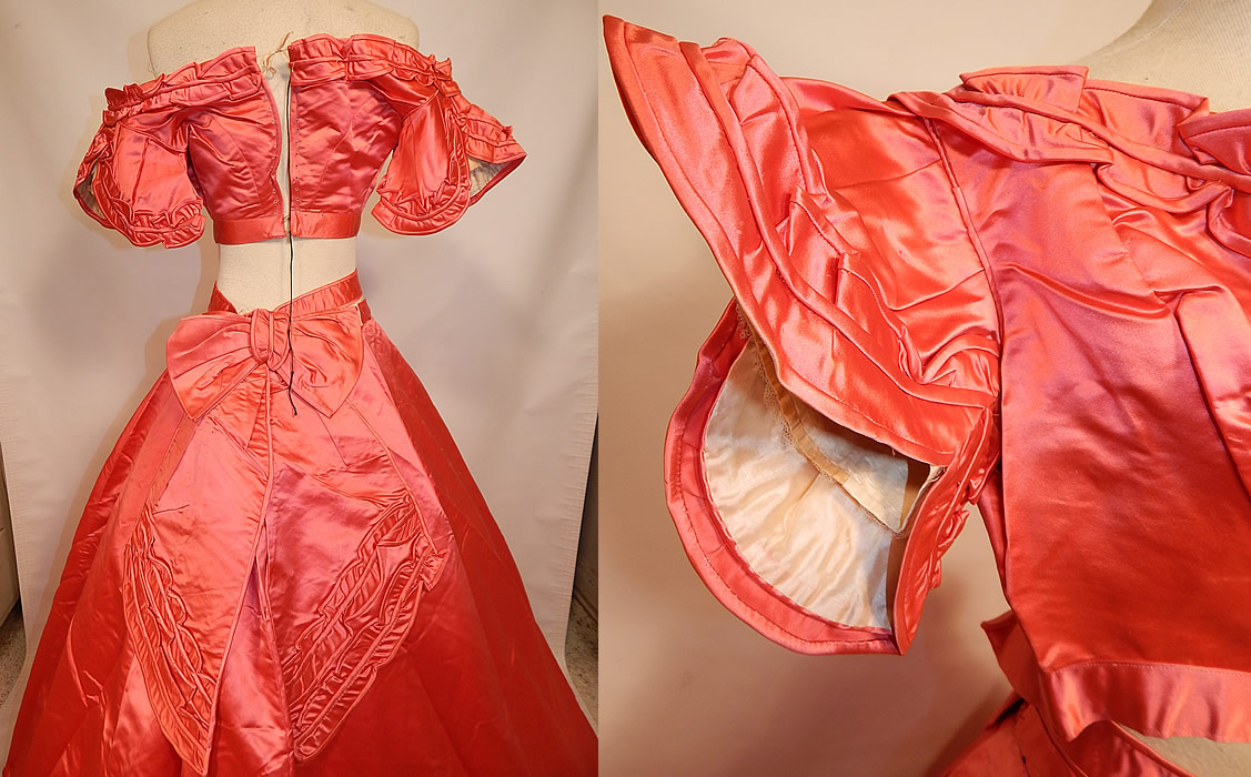 Victorian Magenta Pink Silk Ball Gown With Train Skirt 2 Bodices & Bow Belt
It measures 14 inches long, with a 22 inch waist, 32 inch bust and 20 inch long sleeves. 