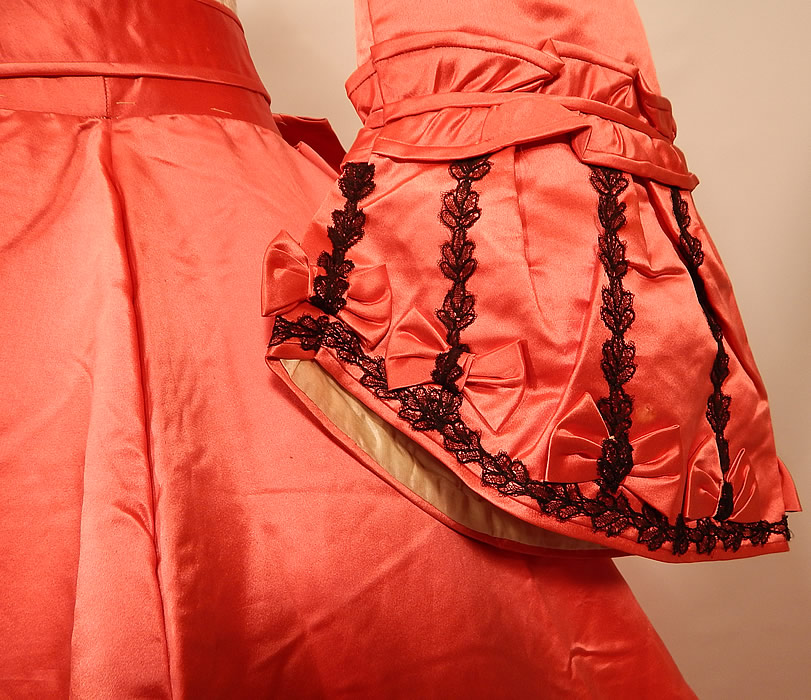  Victorian Magenta Pink Silk Ball Gown With Train Skirt 2 Bodices & Bow Belt
The skirt measures 44 inches long in the front, 66 inches long in the back, with a 28 inch waist. 