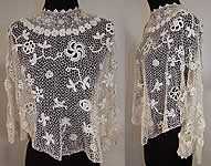 Edwardian White Irish Crochet Lace Meshwork Shirt Blouse Jacket Top
