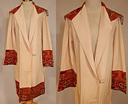 Vintage Indian Gujarati Kutch Work Embroidery Mirrored Art Deco Cocoon Coat
