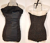 Unworn Vintage Tern Floating Sportswear Gold Lam&eacute; Lame Halter Pinup Swimsuit
