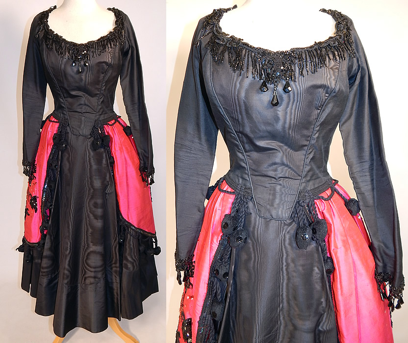 Vintage Black Pink Silk Sequin Beaded Dress Carmen Costume Tennessee Ernie Ford Show
This vintage black, pink silk sequin beaded dress Carmen costume from the Tennessee Ernie Ford Show dates from 1961. 