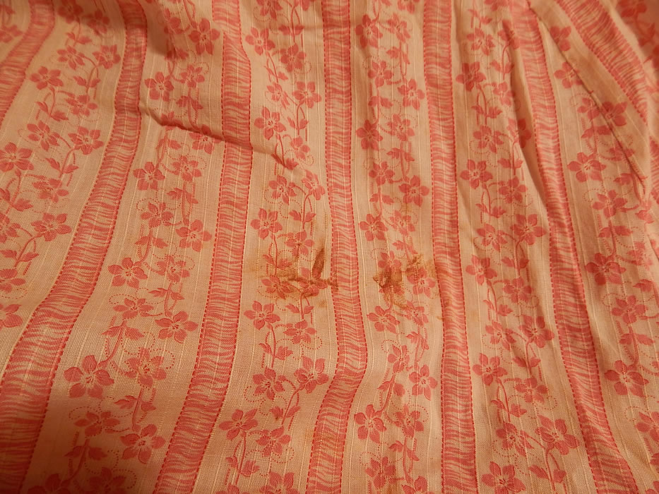 Victorian Red & White Stripe Cotton Calico Floral Print Petticoat Skirt
It is in good condition, but has not been cleaned, with a few faint small age spot stains and tiny holes (see close-up). This is truly a rare and wonderful piece of antique Victoriana wearable textile art!