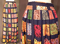 Vintage Something Oscar de la Renta Patchwork Batik Boho Maxi Skirt
