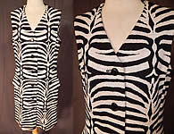 Vintage Kimberly Virgin Wool Knit Black & White Zebra Stripe Shift Dress
