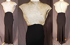 Vintage Black Silk Crepe Gold Lam&eacute; Lame Animal Print Spotted Bias Cut Dress
