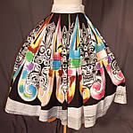 Vintage Hand Painted Mexican Mayan Aztec Warrior Print Cotton Circle Skirt
